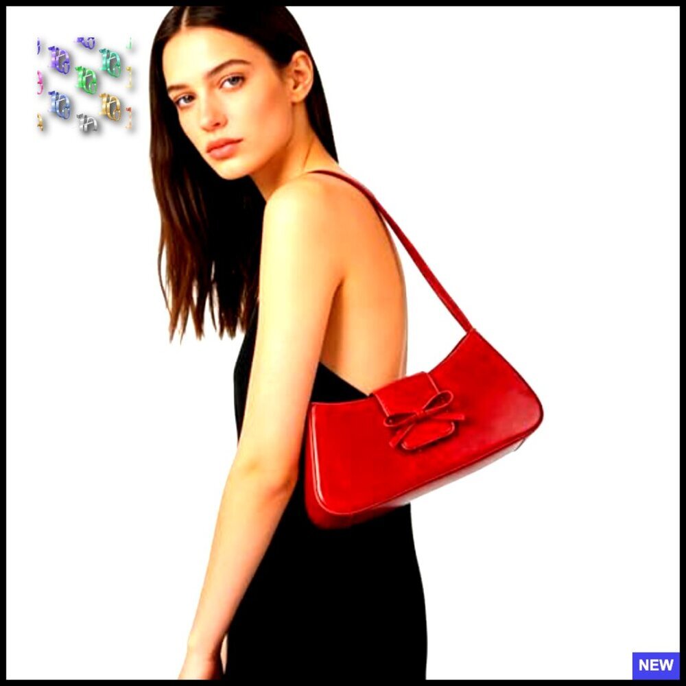 Coquette Bow Purse Y2K Mini Hobo Handbag Faux Leather Small Shoulder Bag - Picture 3 of 7